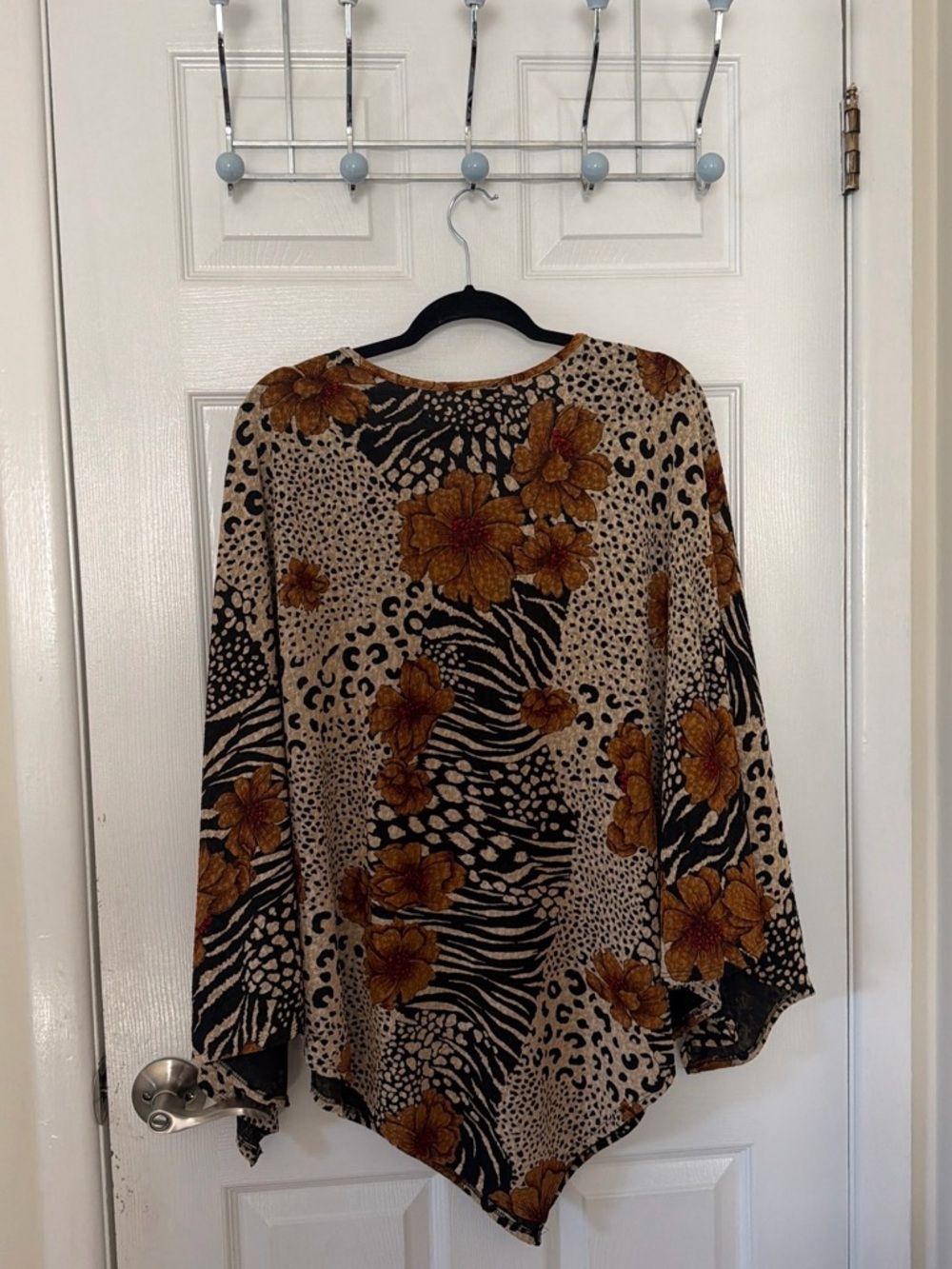 Roaman's Beige Tunic with Brown Floral & Animal Print - Picture 4 of 6